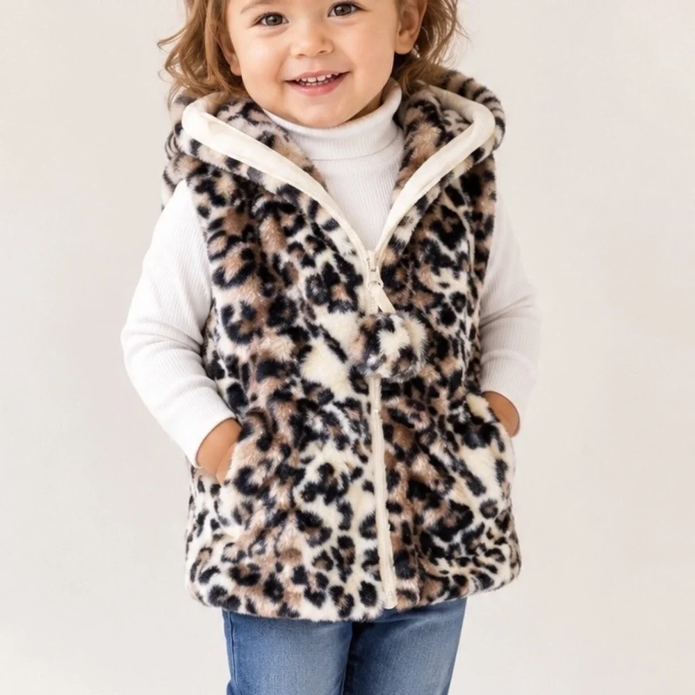 Widgeon Leopard Cheetah Vest Fur Fuzzy 24 Months Infant Girls Ears A9